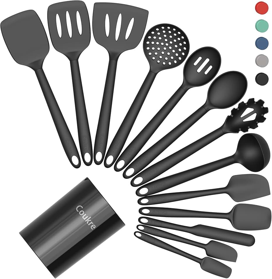Silicone Kitchen Utensil Set with Holder, 14 Pieces