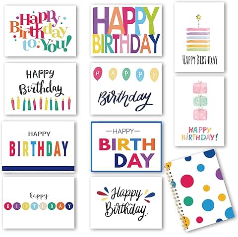 Set of 100 Assorted Birthday Cards with Envelopes