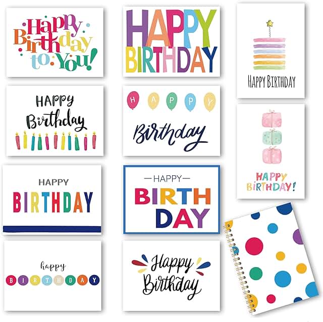 Set of 100 Assorted Birthday Cards with Envelopes