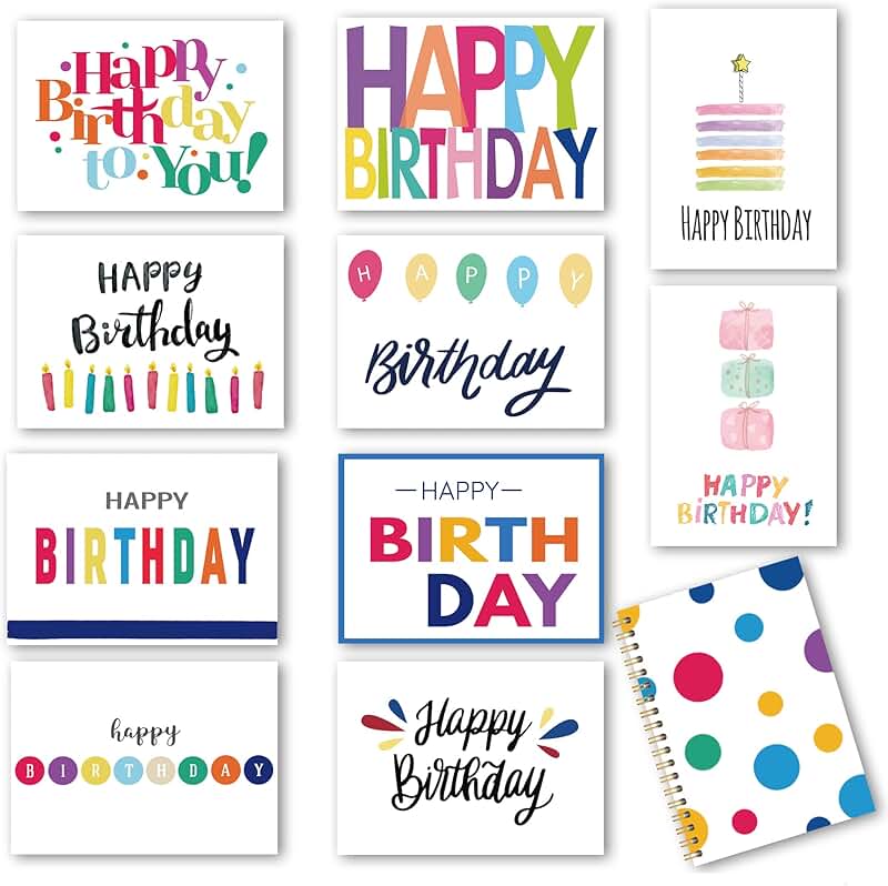 Set of 100 Assorted Birthday Cards with Envelopes