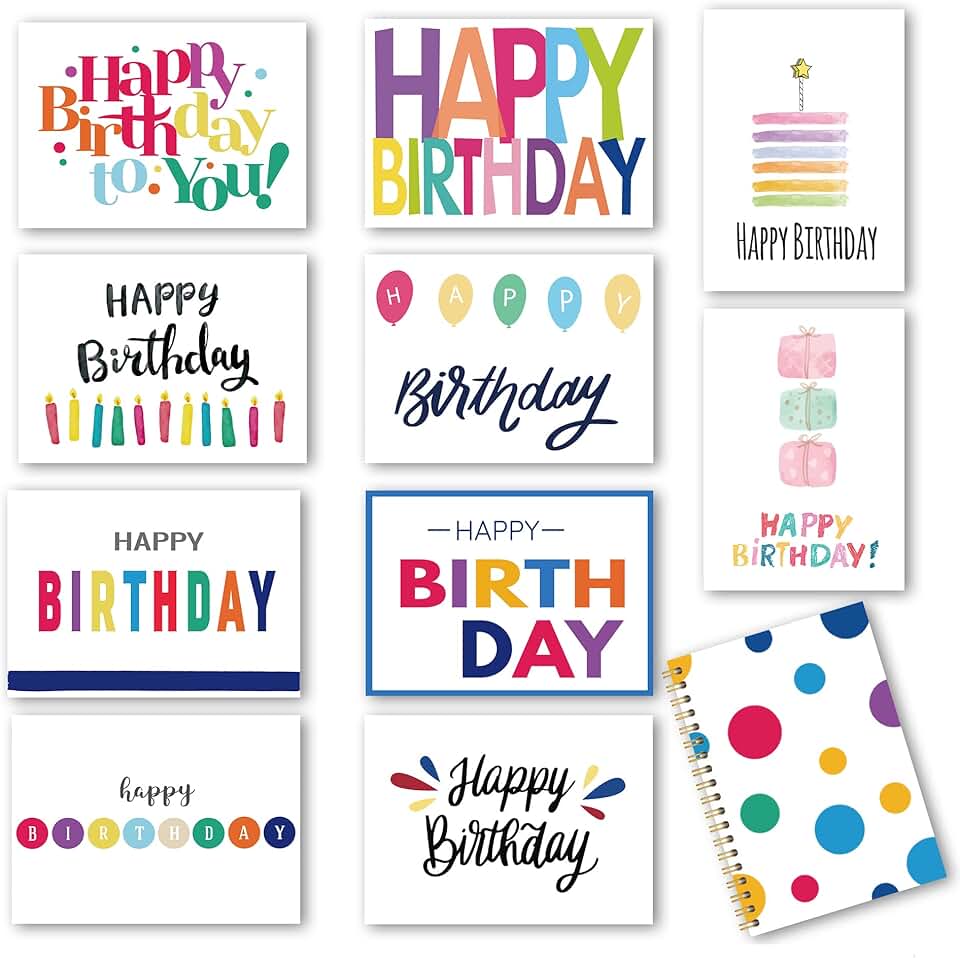 Set of 100 Assorted Birthday Cards with Envelopes