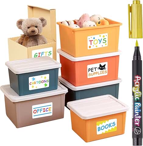 Large 100-Pack Labels for Storage Bins with Marker