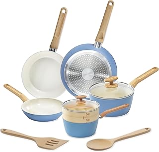 10-Piece Ceramic Titanium Cookware Set with Steamer