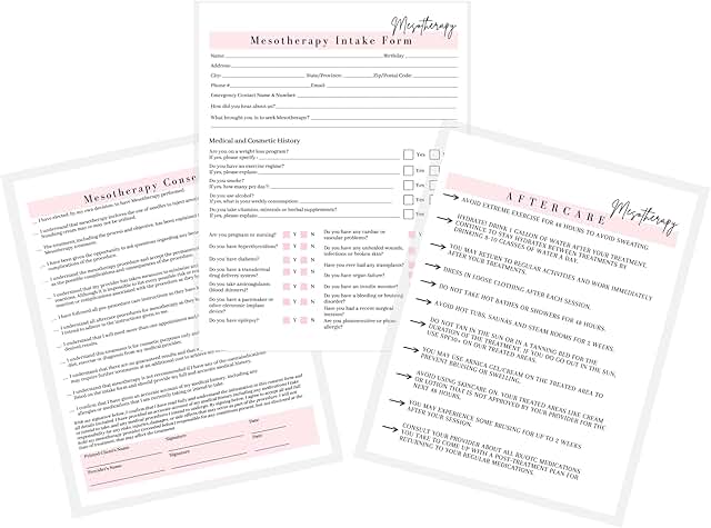 Mesotherapy Consent and Aftercare Forms Pack