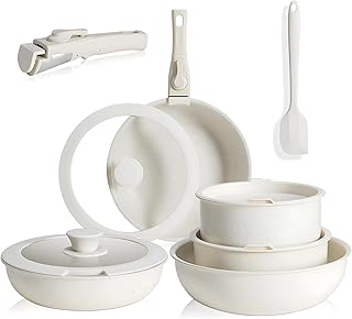 12-Piece Nonstick Cookware Set with Detachable Handle