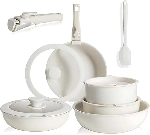 12-Piece Nonstick Cookware Set with Detachable Handle