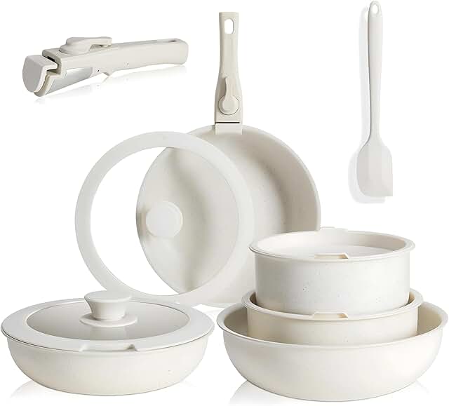 12-Piece Nonstick Cookware Set with Detachable Handle
