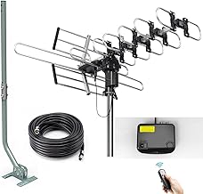 Outdoor Digital TV Antenna with Remote Control and Mounting Pole