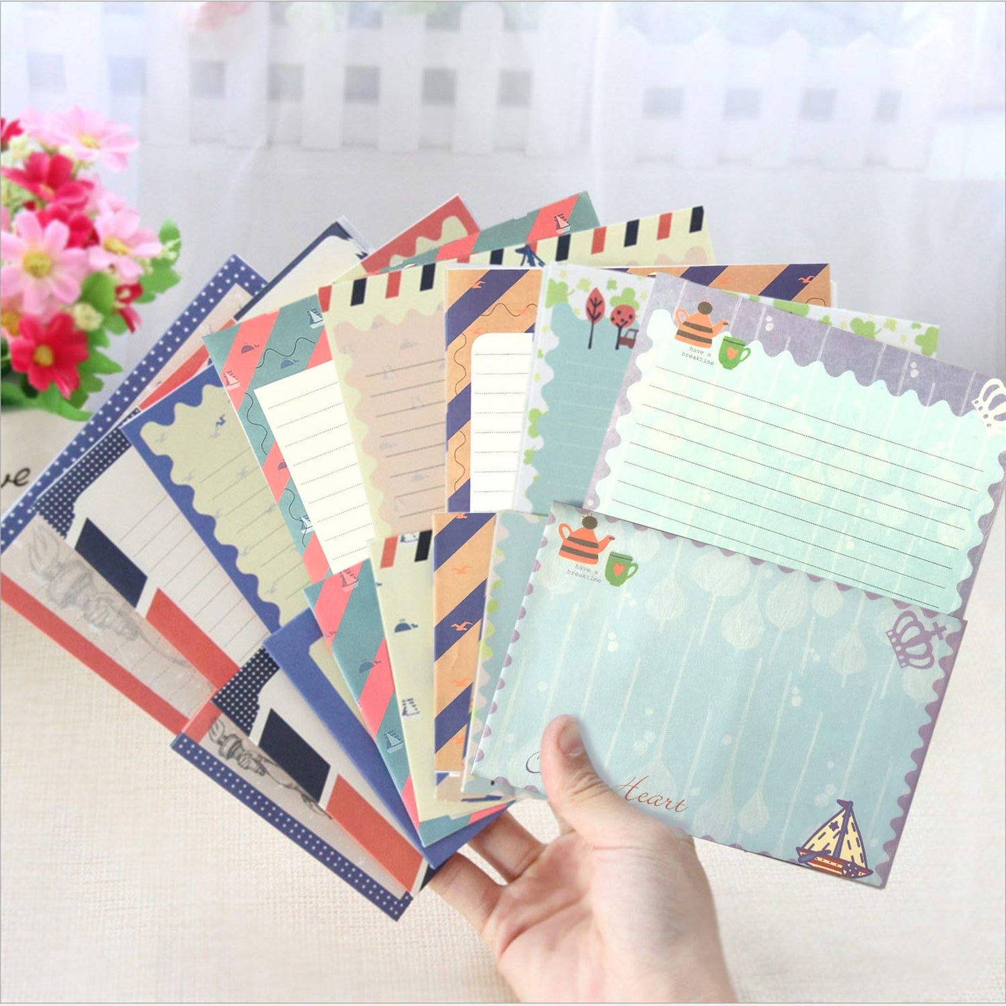 48-Piece Cute Kawaii Stationery Set with Envelopes