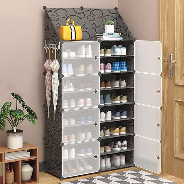 8-Tier Shoe Storage Cabinet with Doors