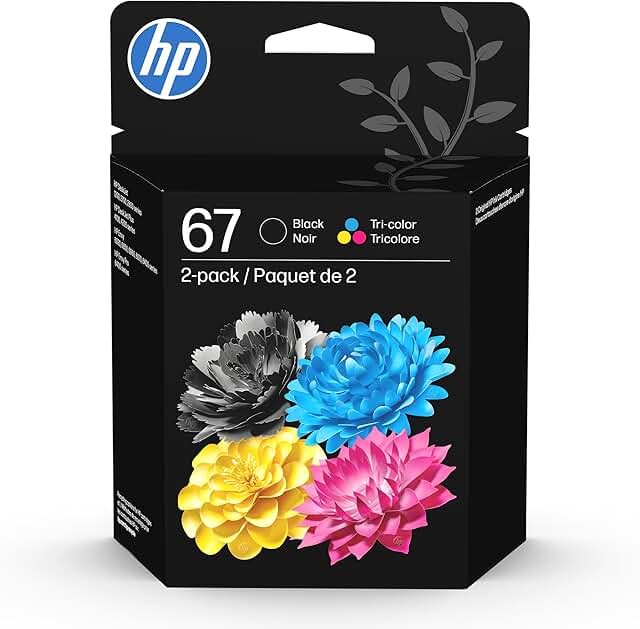 Black and tri-color ink cartridges, 2-pack
