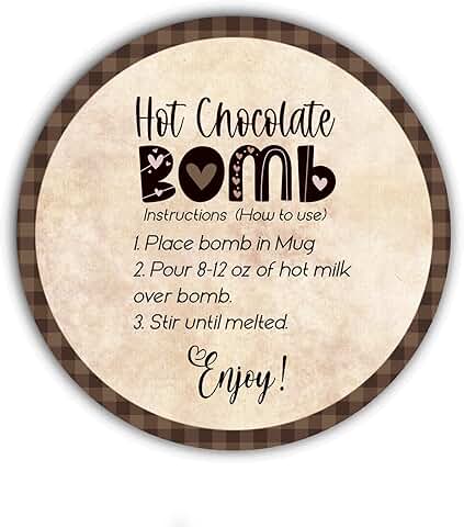 100 Round Hot Chocolate Bomb Labels, 2-Inch
