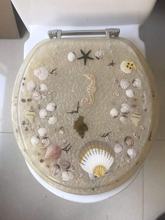 17" Beige Seahorse Polyresin Tet Seat, Round