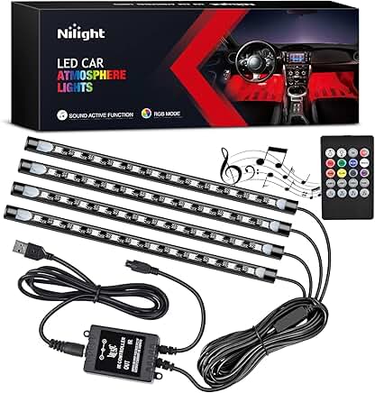 48-LED Multicolor Music Car Strip Light Kit with Remote