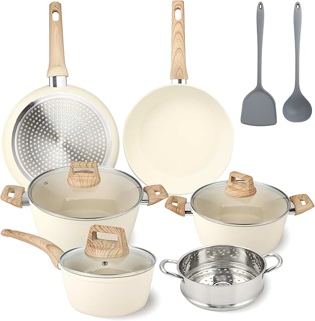 11-Piece Nonstick Cookware Set with Lids and Utensils
