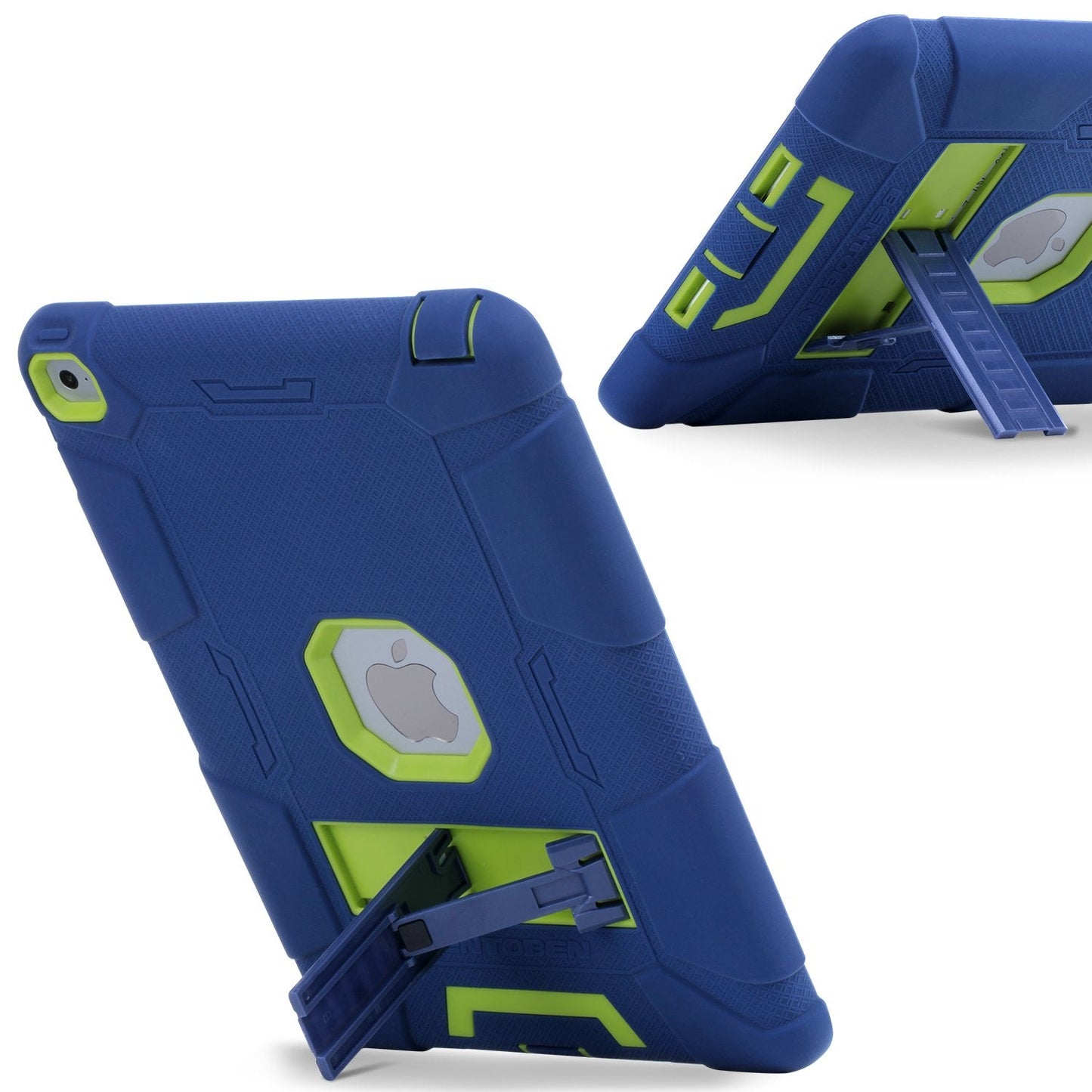 iPad Air 2 Case, [Hybrid Shockproof Case] with Kickstand Rugged Triple-Layer Shock Resistant Drop Proof Case Cover for iPad Air 2 with Retina Display / iPad 6, Navy Blue/Green