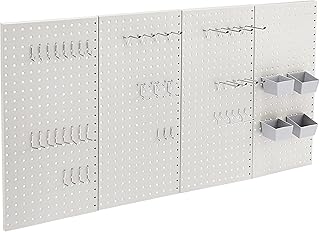 Rectangular Metal Pegboard Wall Storage Kit, 48 Pieces