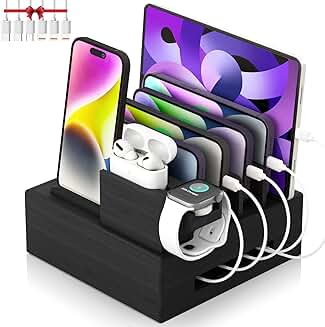 Bamboo Multi-Device Charging Station with 7 USB Ports