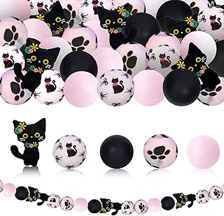 55 Black Cat Beads for DIY Crafts