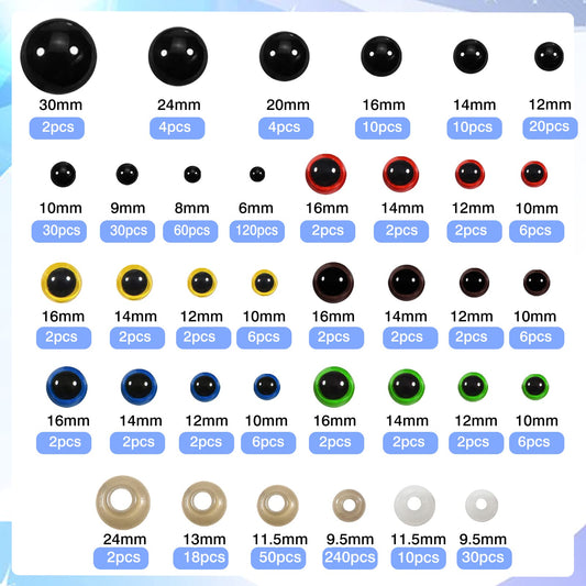 350 Safety Eyes and Noses Set for Crochet Dolls and Stuffed Animals