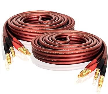 14 Gauge Oxygen Free Copper Speaker Wire, 6.6 Feet, 2 Pack