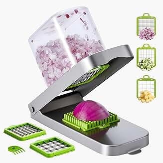 Vegetable Chopper with 3 Stainless Steel Blades