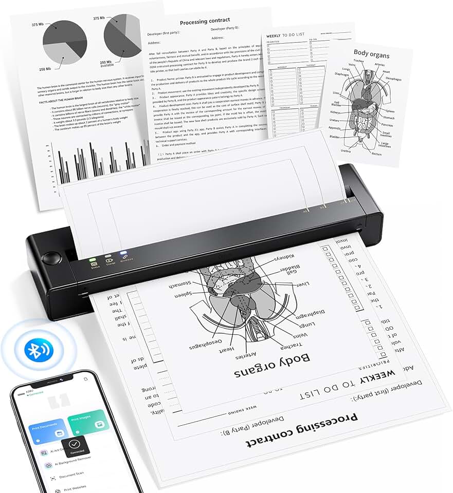 Wireless portable thermal printer for travel and home