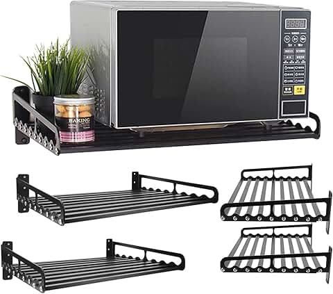 Black Wall Shelf for Kitchen Storage, 80 lb Capacity