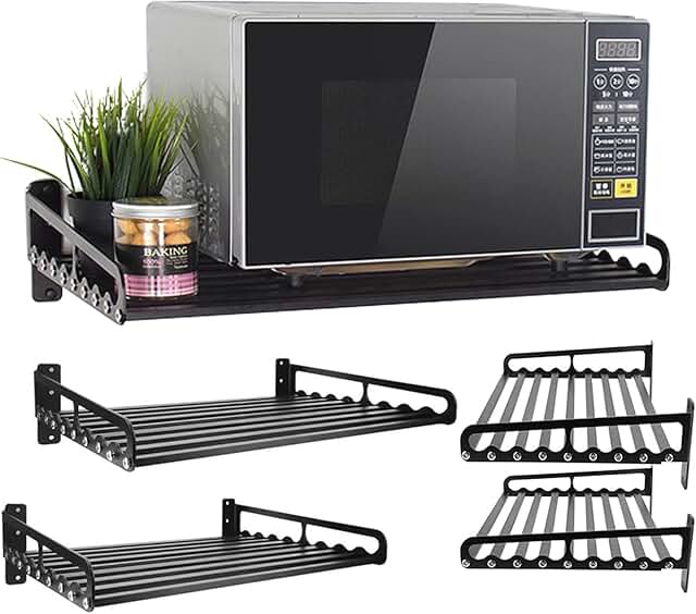 Black Wall Shelf for Kitchen Storage, 80 lb Capacity