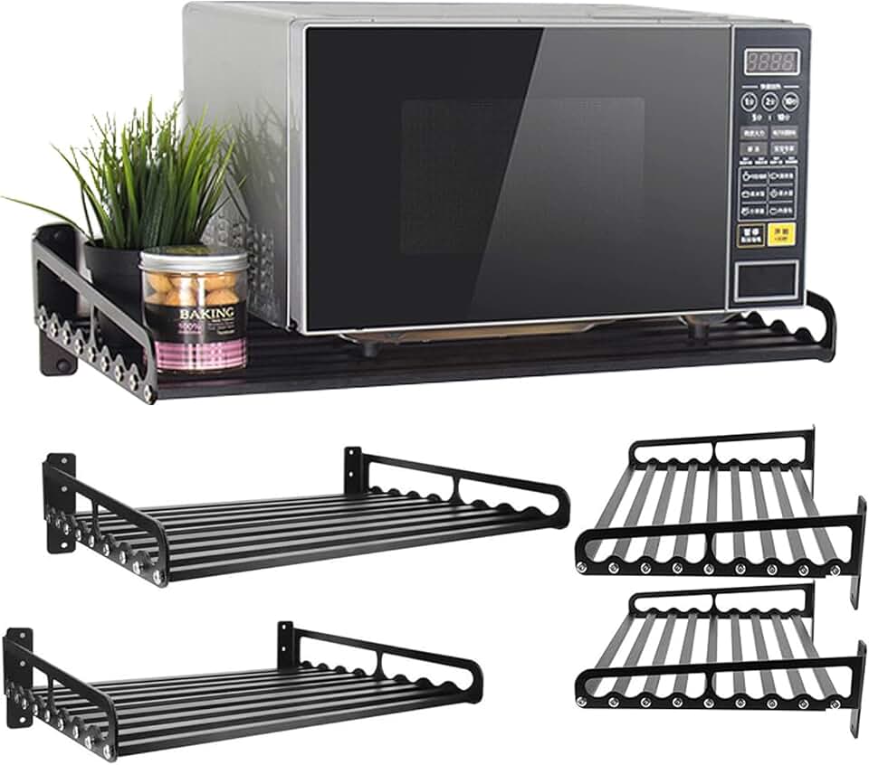 Black Wall Shelf for Kitchen Storage, 80 lb Capacity