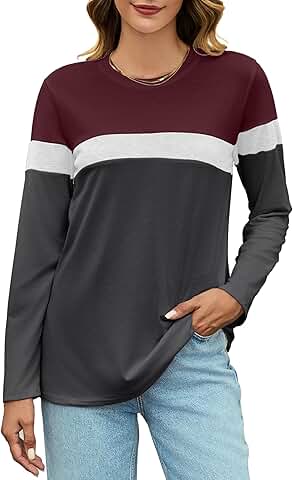 Long Sleeve Color Block Tunic for Women