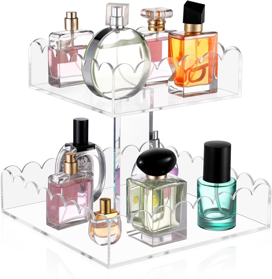 Two-Tier Scalloped Acrylic Bathroom Storage Organizer