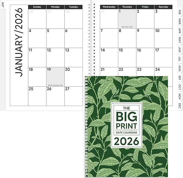 Large Print 2026 Calendar and Daily Planner