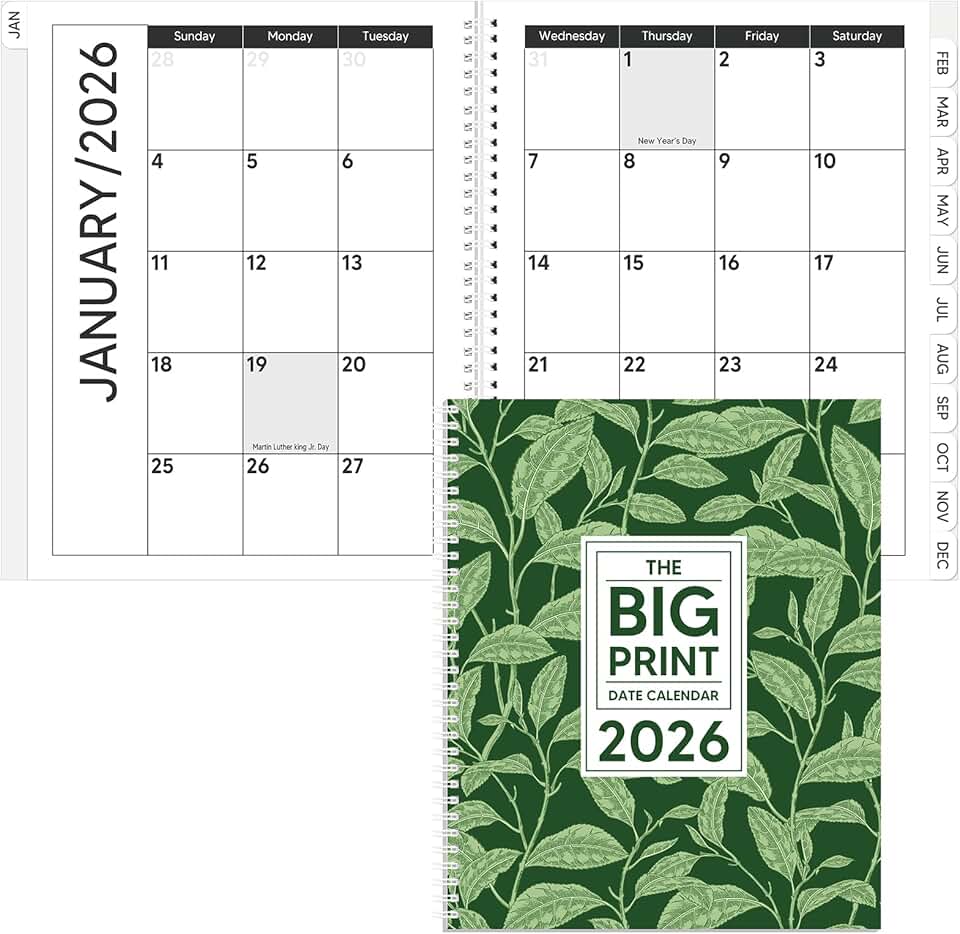 Large Print 2026 Calendar and Daily Planner
