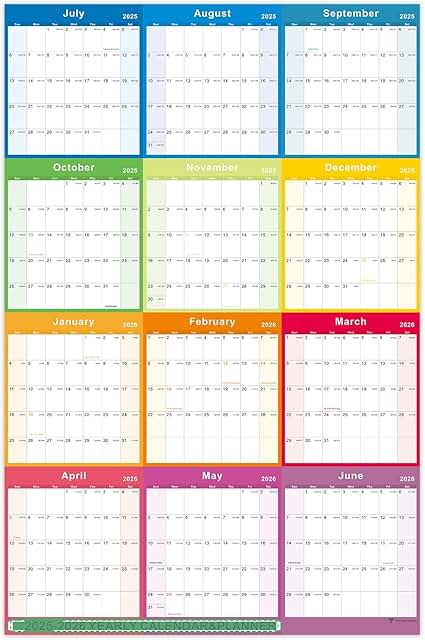 2025-2026 Yearly Wall Calendar and Planner