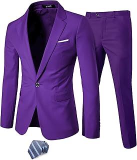 Men's Slim Fit 2-Piece Suit with Tie for Formal Events