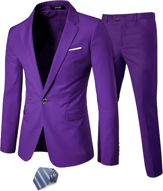 Men's Slim Fit 2-Piece Suit with Tie for Formal Events