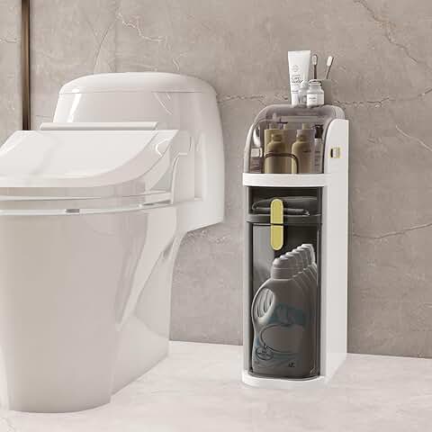 Slim Two-Tier Bathroom Storage Cabinet with Drawers