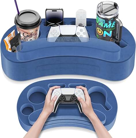 Couch Cup Holder Pillow with 6 Slots and Armrest Pads