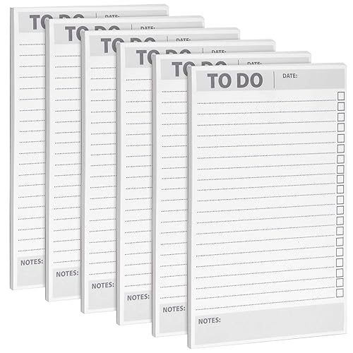 White 8.5 x 5.5-inch To Do List Notepad, 6-Pack