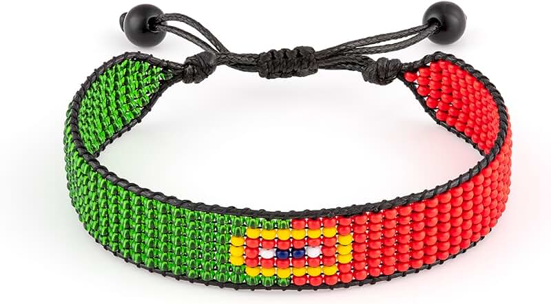 Handmade Portugal Flag Beaded Rope Bracelet