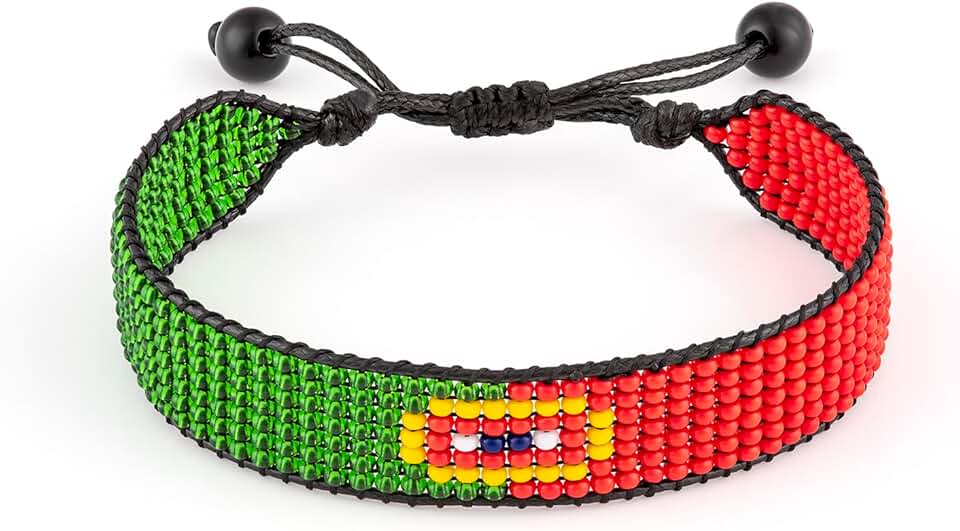 Handmade Portugal Flag Beaded Rope Bracelet