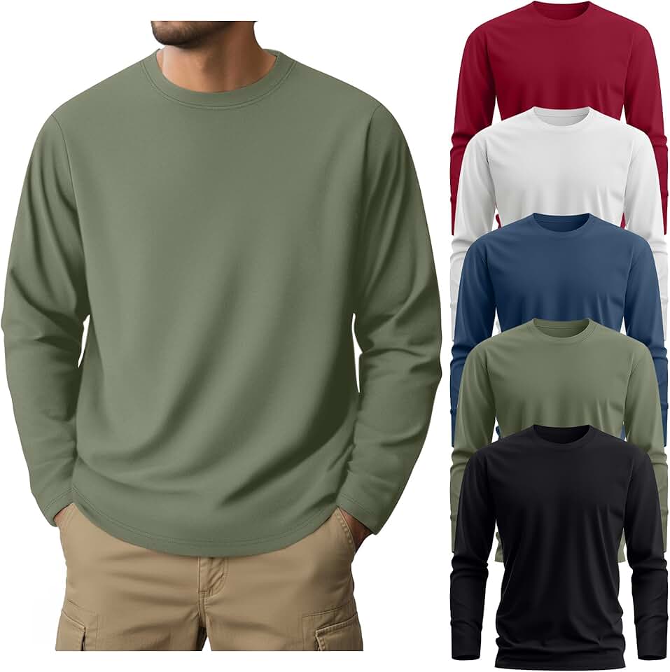Set of five men's loose long sleeve cotton shirts