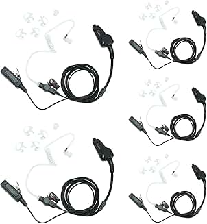 Acoustic Tube Headset with Microphone for Two-Way Radio 5-Pack