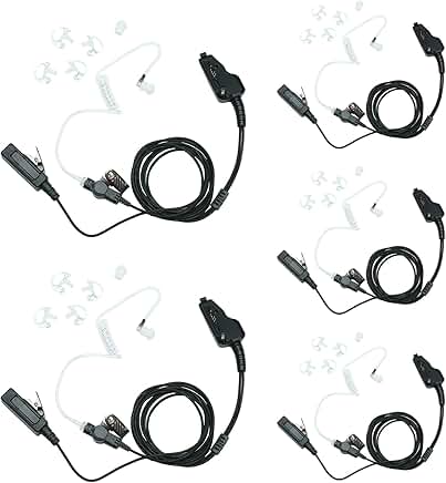 Acoustic Tube Headset with Microphone for Two-Way Radio 5-Pack