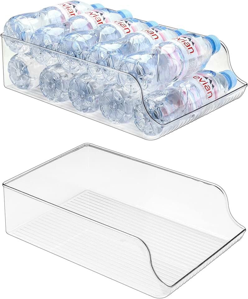 Two 16.9 oz Water Bottle Dispensers and Storage Bins