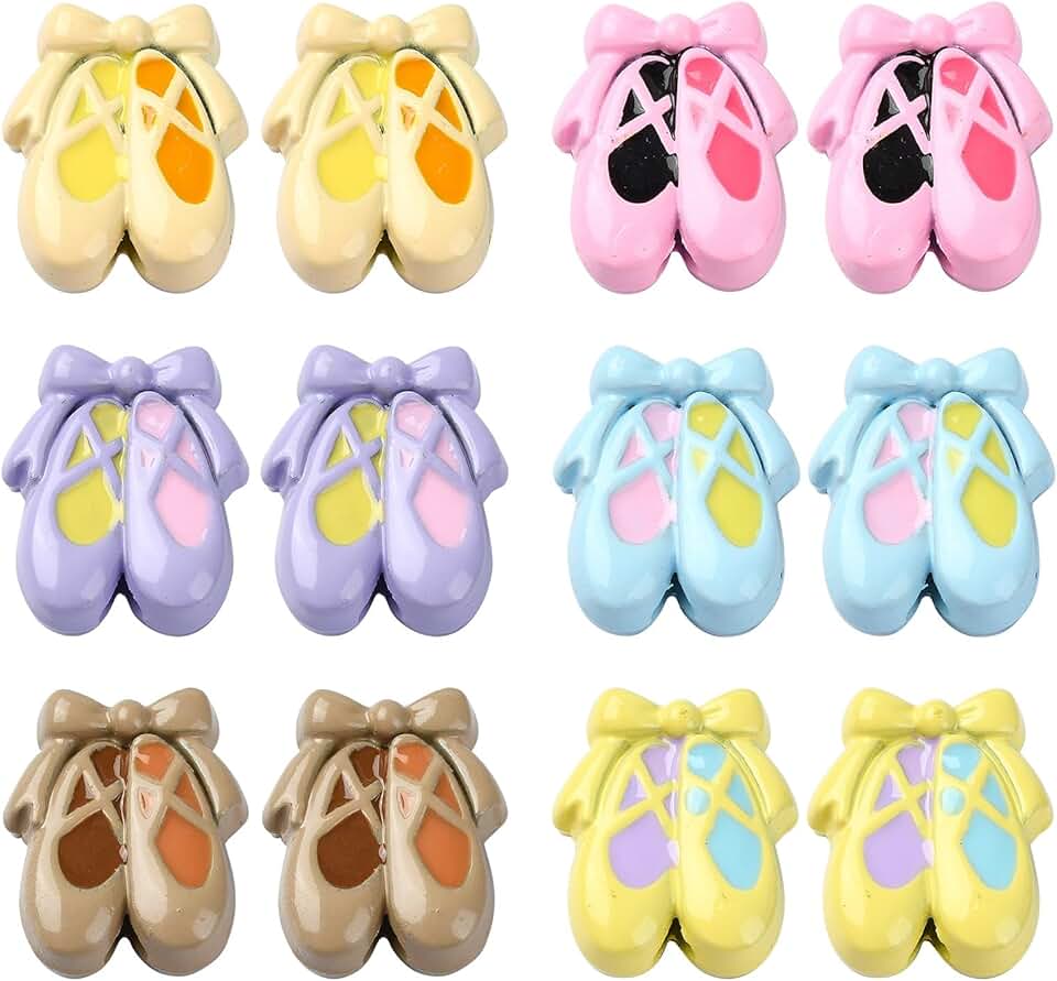 30 Pcs Ballet Shoe Beads in 6 Colors for Jewelry Making