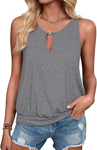 Summer sleeveless round neck tank tops for women