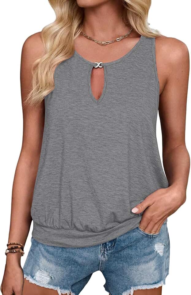Summer sleeveless round neck tank tops for women