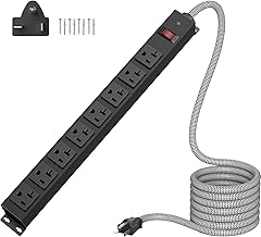 Heavy Duty 20 Amp Power Strip with 8 Outlets and 15Ft Cord